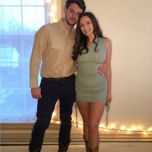 SHEIN Mint Green Gathered Dress